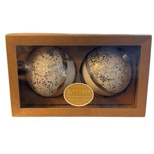 VITBIS Christmas Ornaments White & Silver Frosted Glitter Handcrafted In Poland